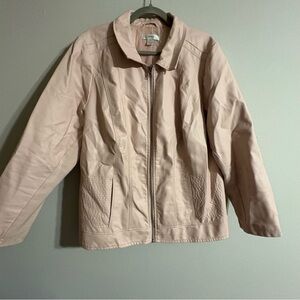 CJ Banks Plus Size Faux Leather Utility Moto Biker Jacket